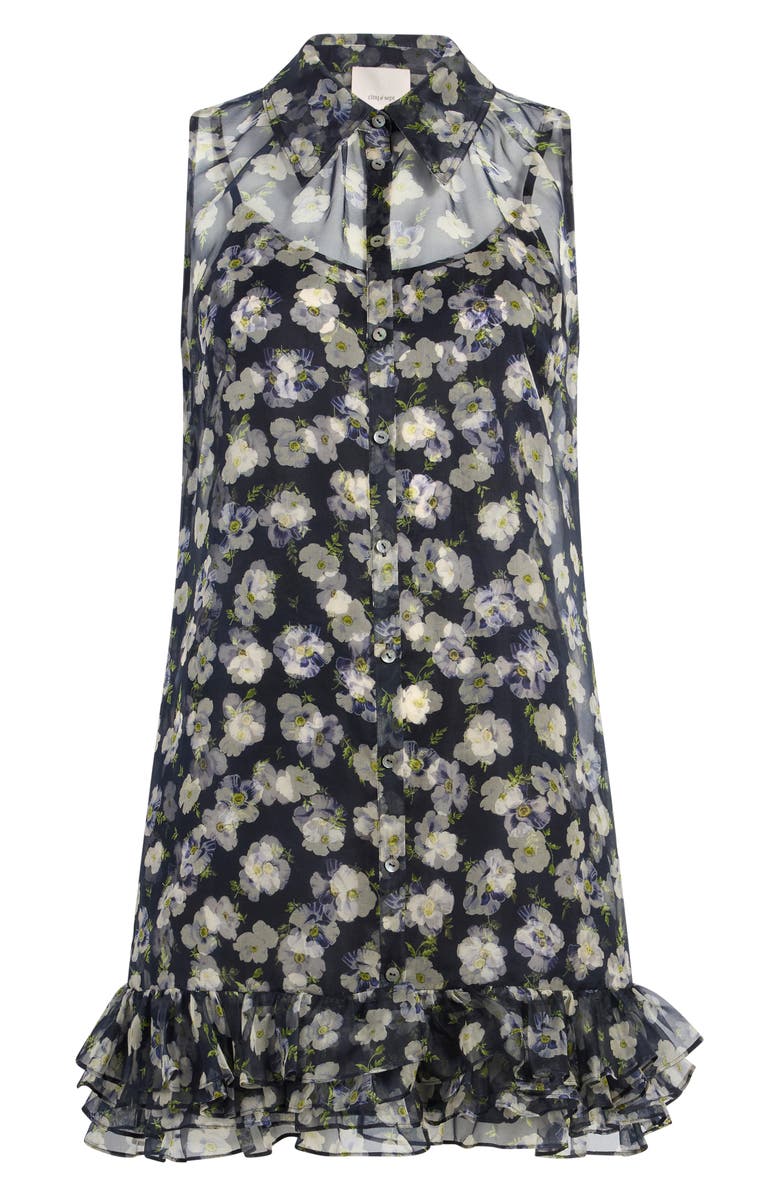 Cinq à Sept Brisbane Tossed Poppies Floral Print Silk Chiffon Minidress, Alternate, color, Navy Multi