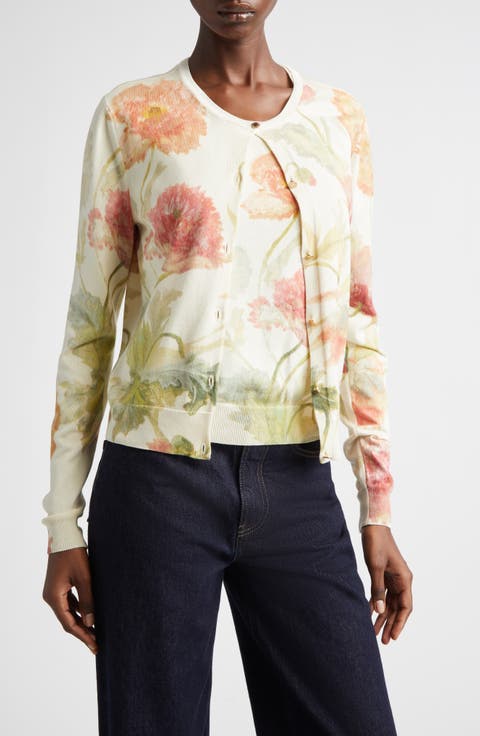 Poppy Print Silk & Cotton Cardigan