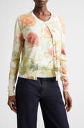 Carolina Herrera Poppy Print Silk & Cotton Cardigan