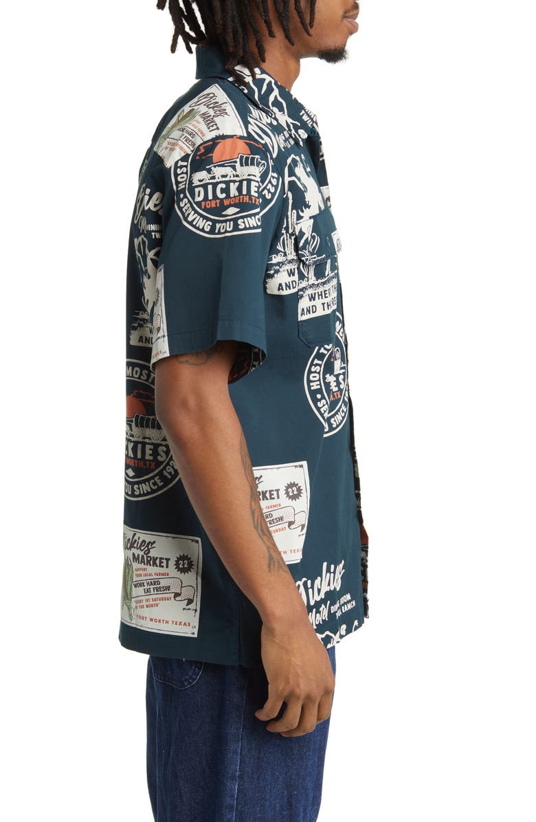 Dickies Greensburg Print Short Sleeve Cotton Button-Up Shirt, Alternate, color,
