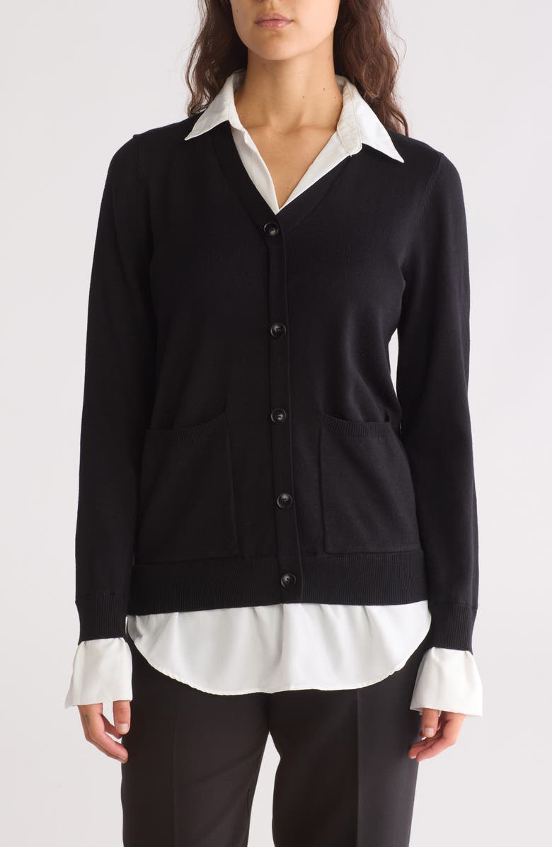 BY DESIGN Arlo Button Twofer Sweater, Main, color, 