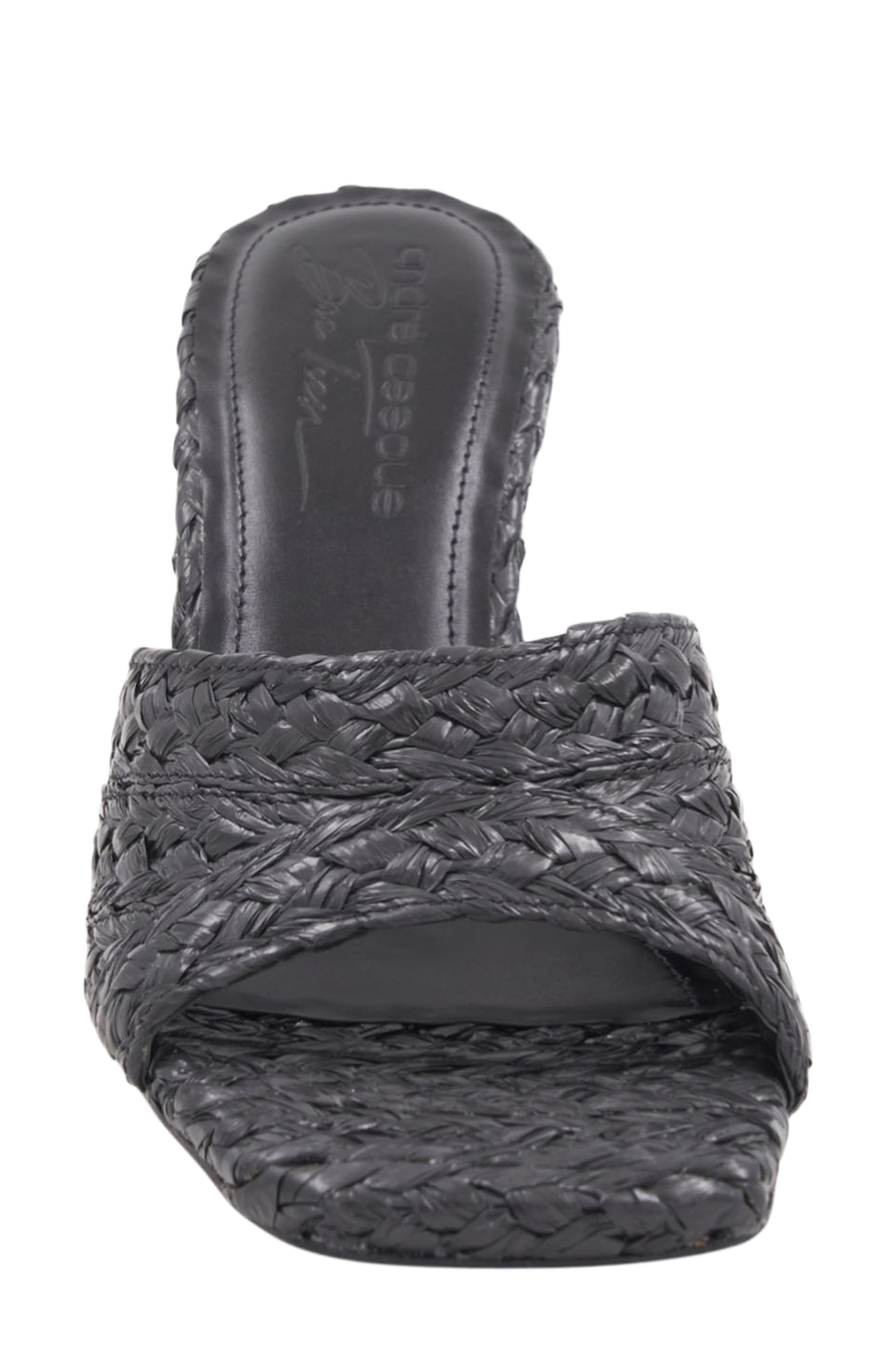 Breana Square Toe Wedge Mule, Alternate, color, BLACK RAFFIA