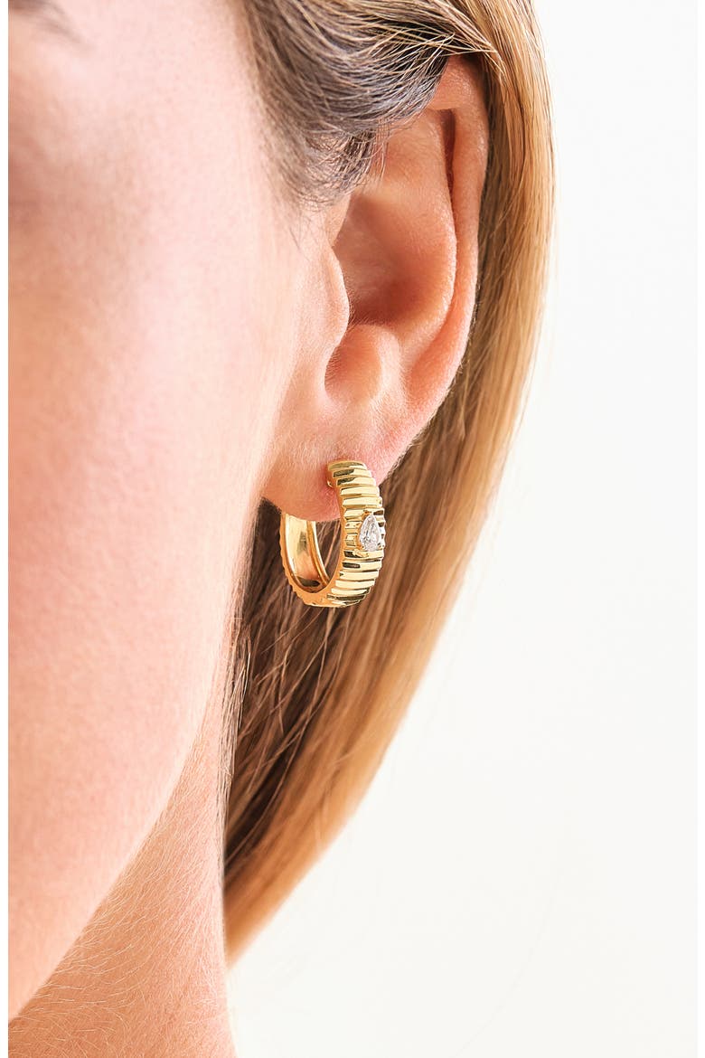 18K Gold Cleo Diamond Hoop Earrings, 5mm (Online Trunk Show), Alternate, color, 18K YELLOW GOLD/ DIAMOND