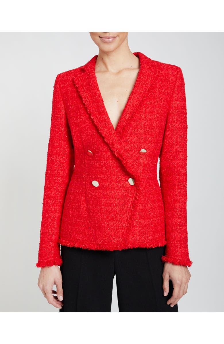 Santorelli ALAIA Double Breasted Tweed Jacket, Alternate, color, 