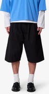 mnml Baggy Fit Pleated Cotton Twill Shorts