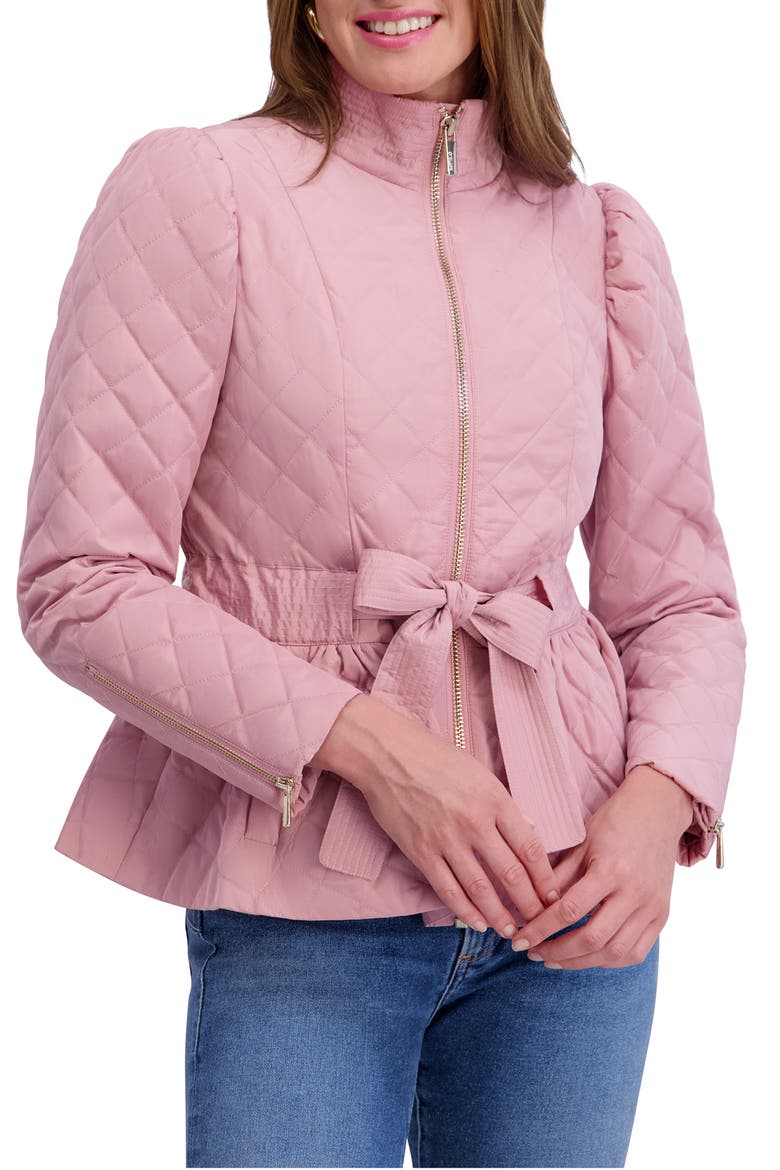 Quilted Peplum Jacket, Alternate, color, ROSE