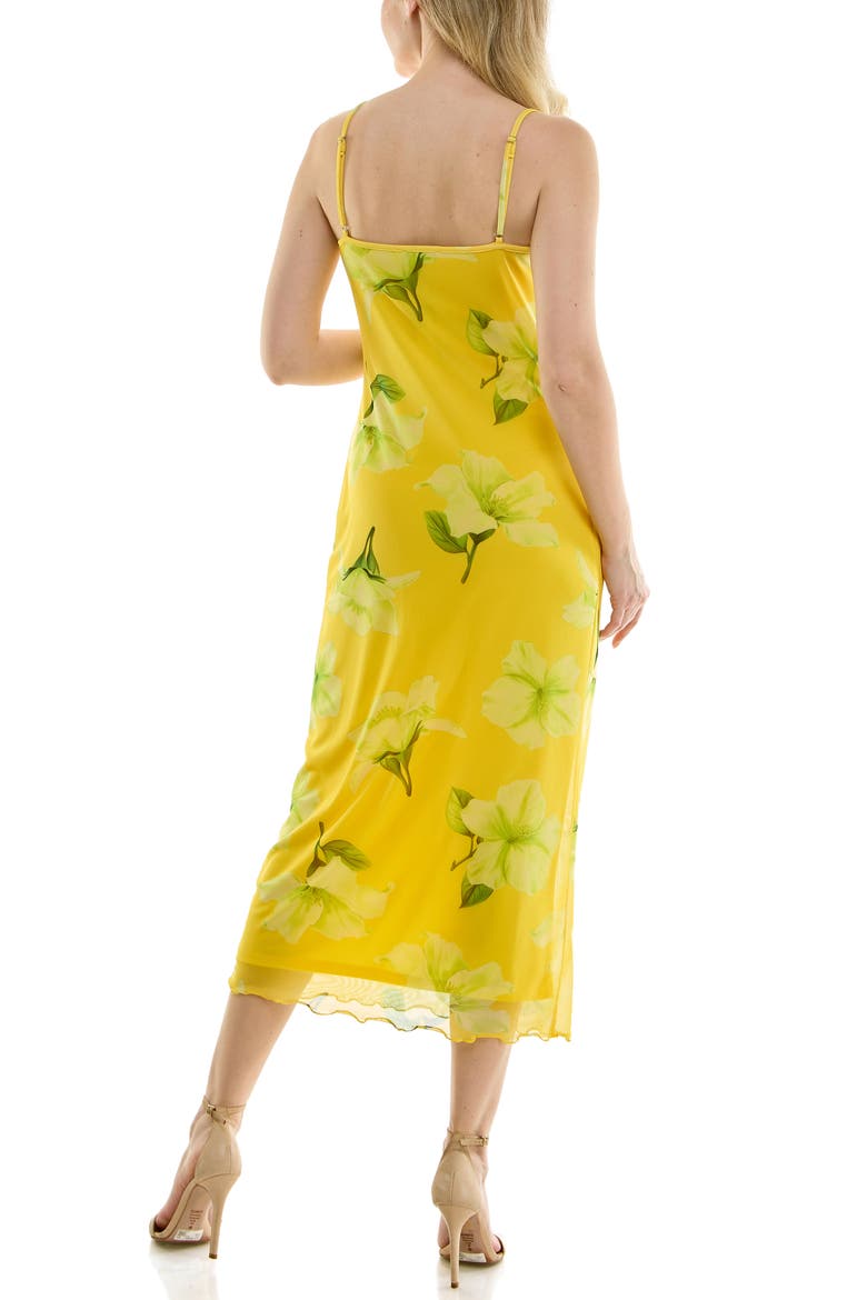 Tropical Mesh Cowl Maxi Dress, Alternate, color, YELLOW/ GREEN MULTI