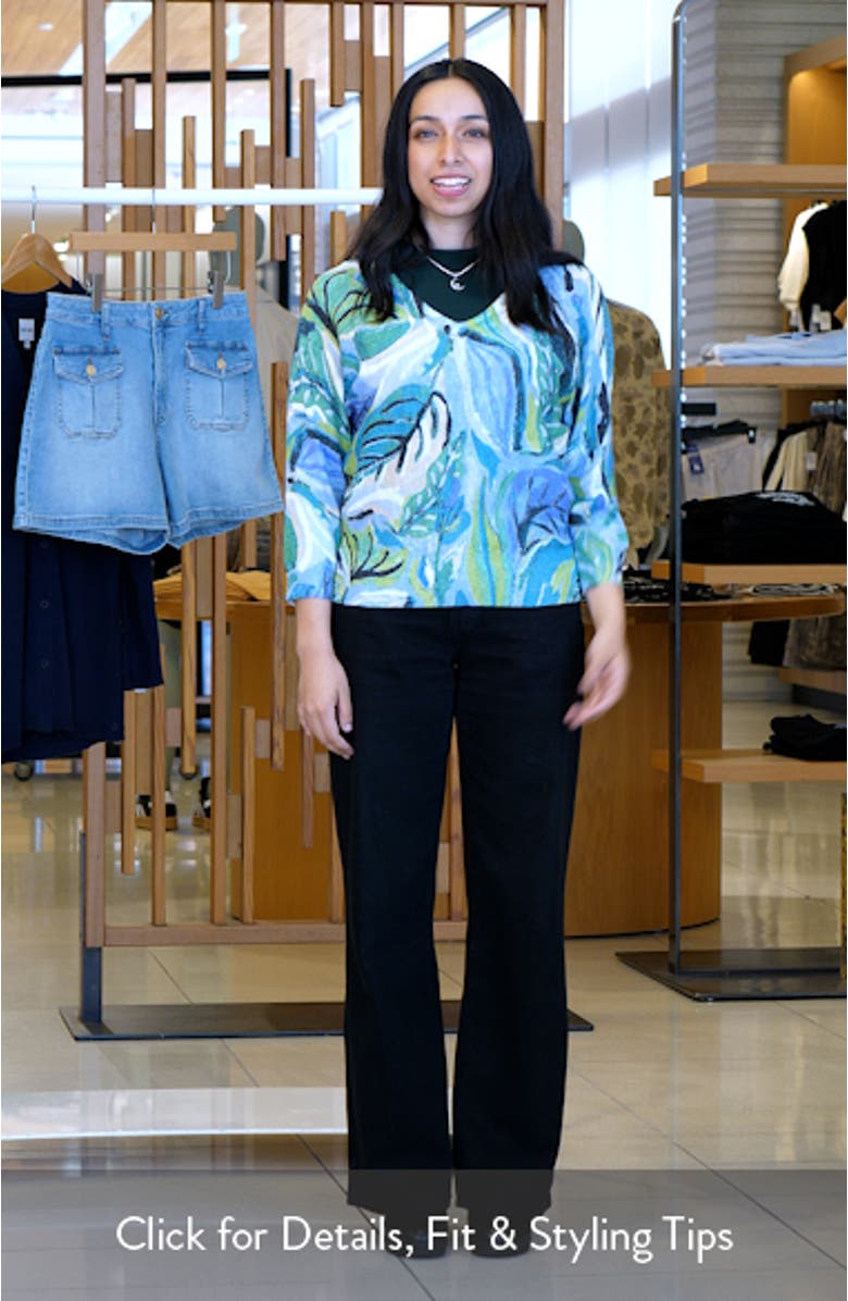 Island Beat Print V-Neck Sweater, sales video thumbnail