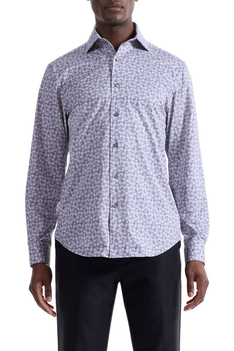 Devon OoohCotton® Paisley Button-Up Shirt, Main, color, PLATINUM