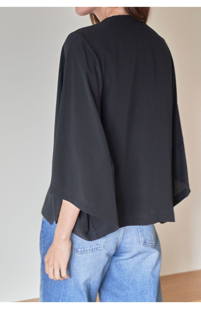 ocean+main Silk Wide Sleeve Top, Alternate, color, Black