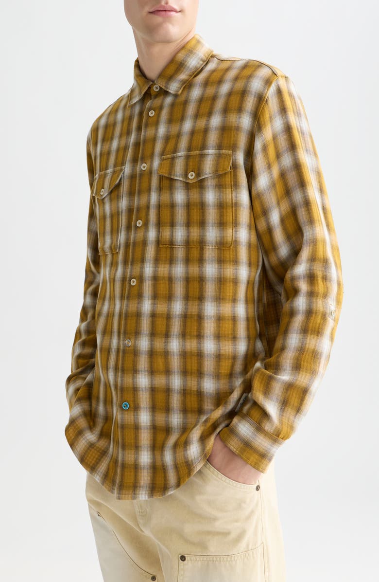 Scotch & Soda Plaid Double Cloth Shirt, Alternate, color, Raffia Check