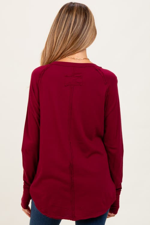 Pinkblush Exposed Seam Long Sleeve Top In Red
