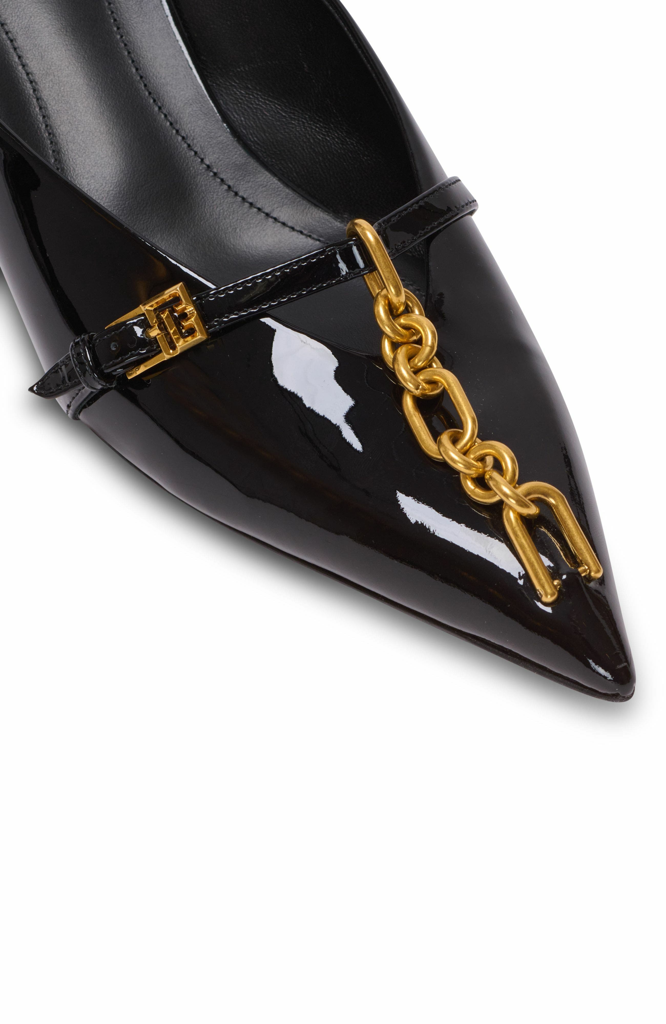 Balmain Sync Patent Leather Mules With Pointed Toe, Alternate, color, Black