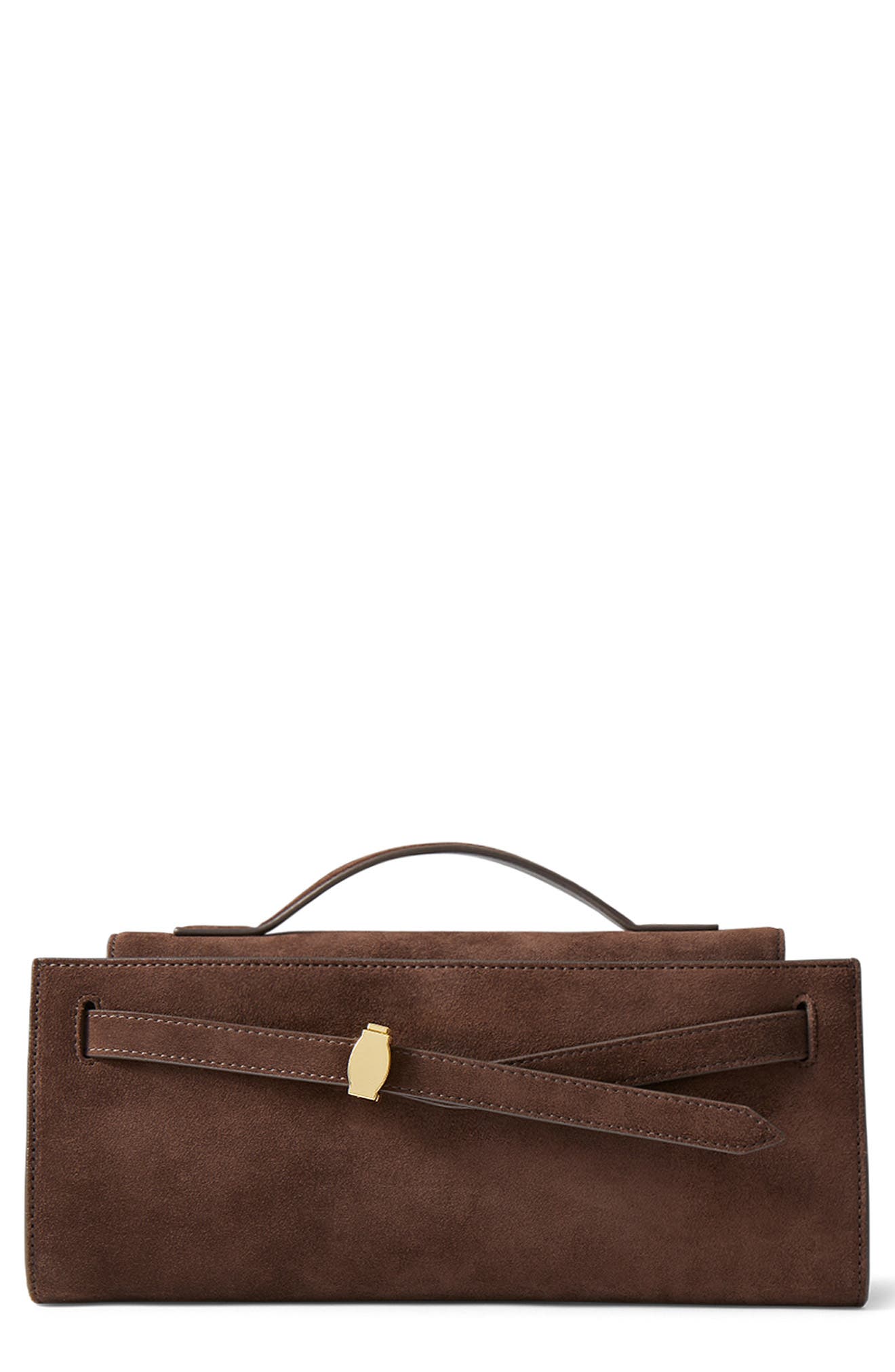 Dash Suede Clutch, Main, color, ESPRESSO