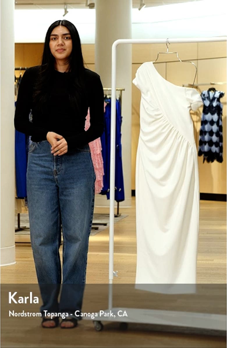 Josie One-Shoulder Ruched Cocktail Dress, sales video thumbnail