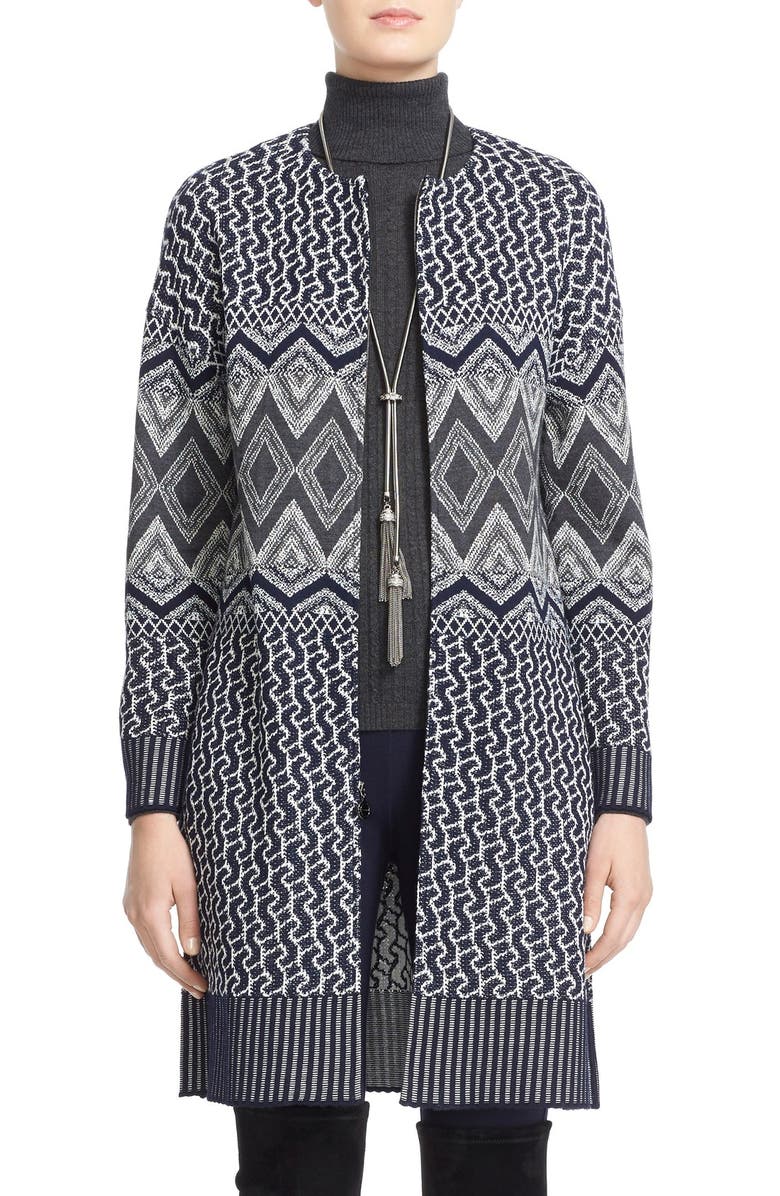 St. John Collection Diamond Knit Wool Blend Topper, Main, color, 