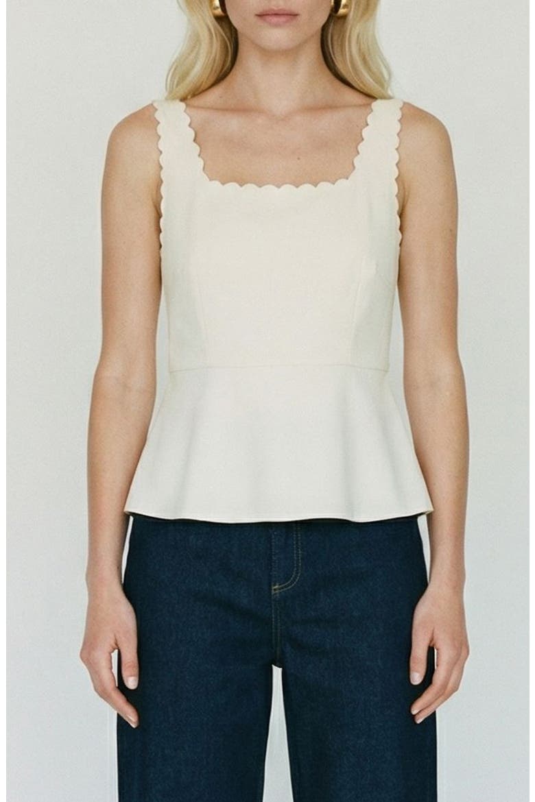 Julietta Scallop Trim Peplum Top, Main, color, SNOW WHITE