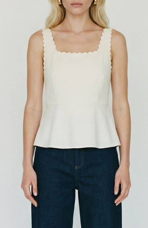 Julietta Scallop Trim Peplum Top