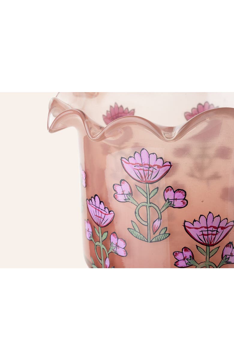 Zsa Zsa Zsu Aravali Hand Painted Glass Decorative Object 7X7X5 In, Alternate, color, Pink