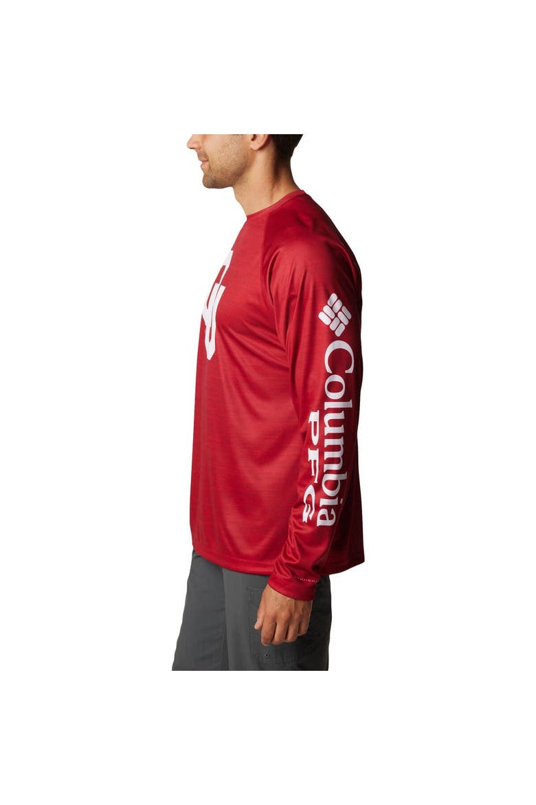 Men's Columbia  Crimson Oklahoma Sooners PFG Terminal Tackle Omni-Shade Raglan Long Sleeve T-Shirt, Alternate, color, Crimson