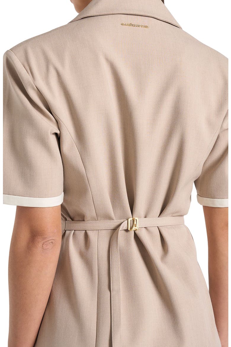 Baya Tailored Cinch Waist Pleated Blazer Dress, Alternate, color, Taupe