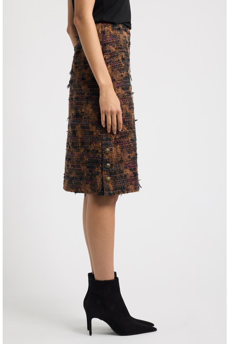 Olsen Tweed Midi Skirt, Alternate, color, BROWN MULTI