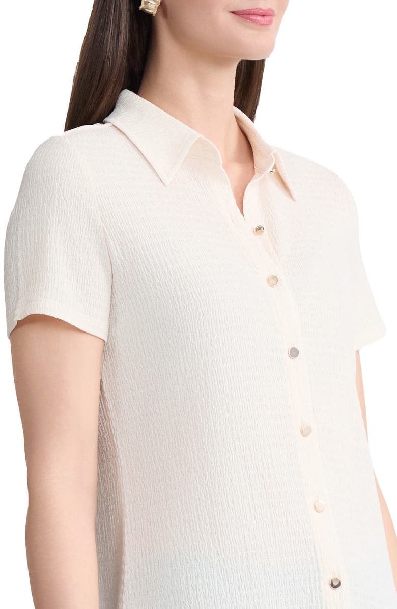 Jones New York Texture Short Sleeve Button-Up Shirt, Alternate, color, White Sand