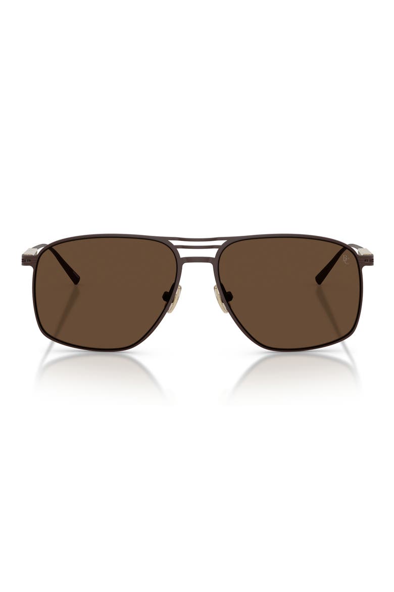 56mm Rectangular Sunglasses, Main, color, CHOCOLATE