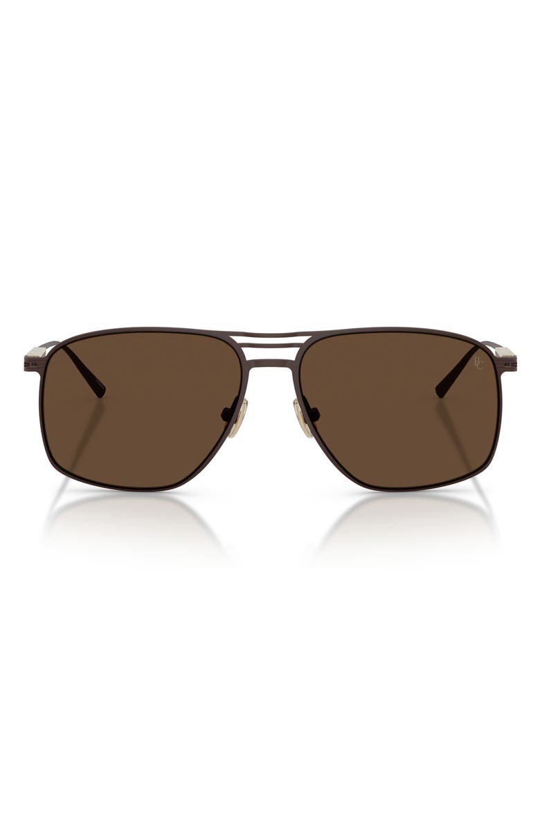 Brunello Cucinelli 56mm Rectangular Sunglasses, Main, color, Chocolate