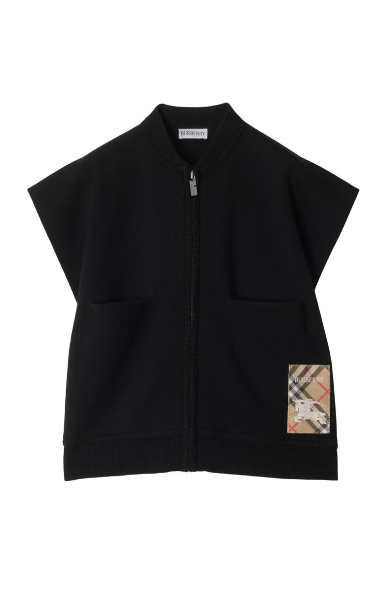 Burberry Check Label Wool Blend Cape, Main, color, Black