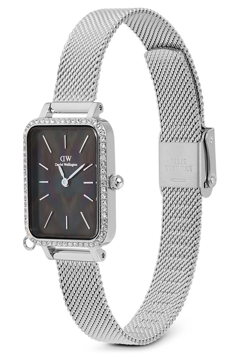 Quadro Charm Mesh Strap Watch, 20mm, Alternate, color, SILVER