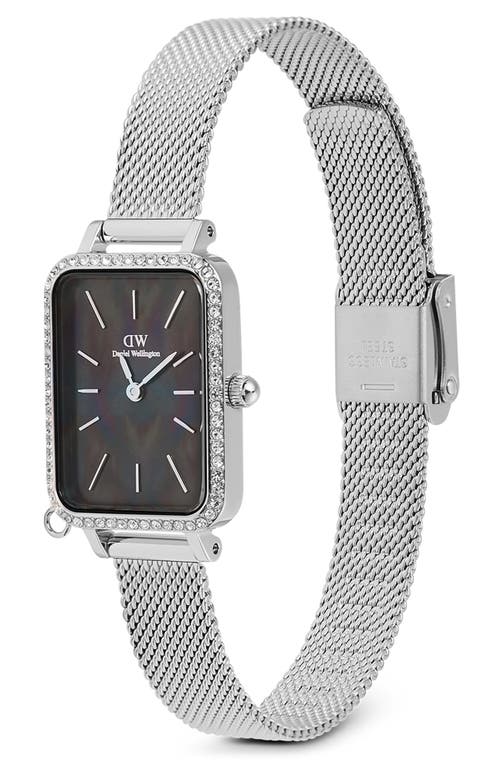 Daniel Wellington Quadro Charm Mesh Strap Watch, 20mm In Silver