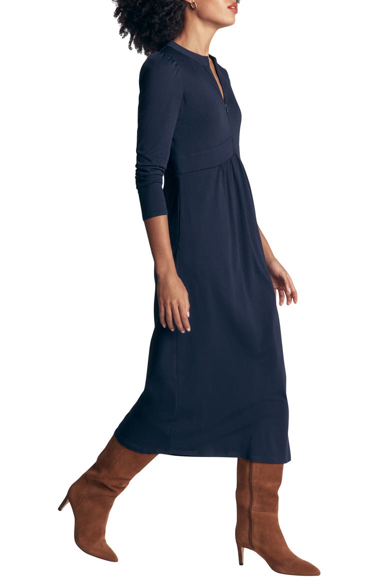 Hope Zip Detail Jersey Midi Dress, Main, color, NAVY