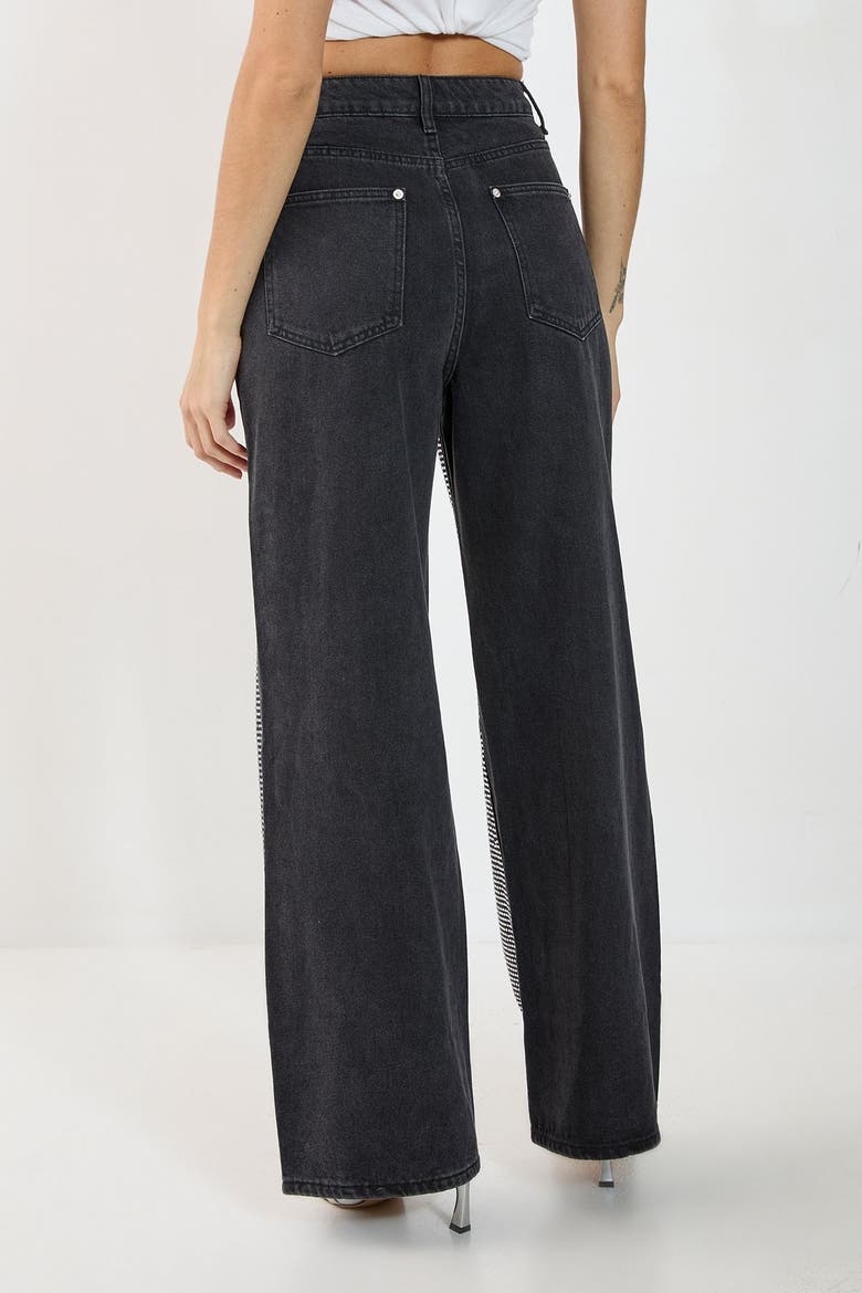 Black Washed Diamante Chap Jeans, Alternate, color, Washed Black