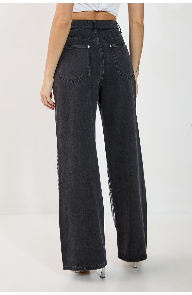 NASTY GAL Diamante Denim Chap Jeans, Alternate, color, Washed Black