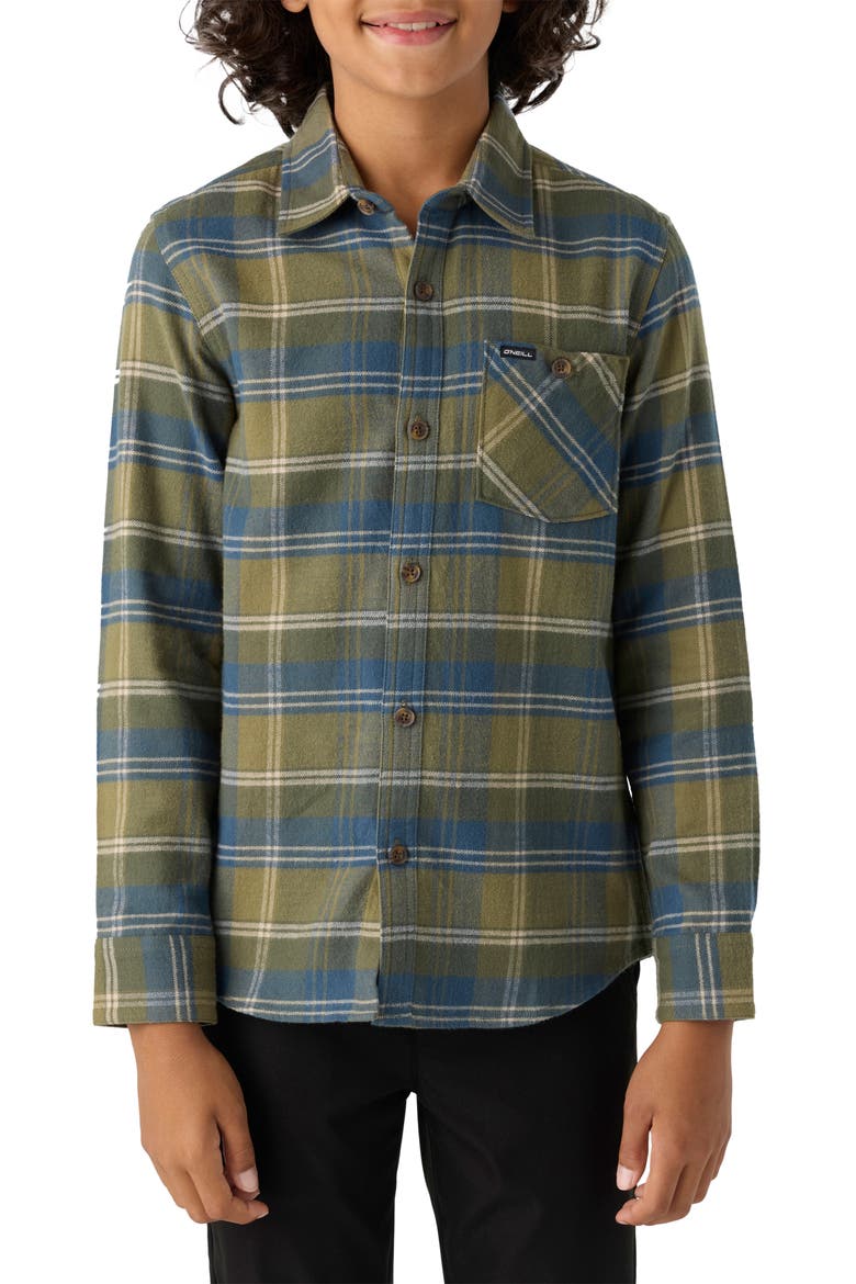 Kids' Redmond Plaid Flannel Button-Up Shirt, Main, color, DEEP LICHE