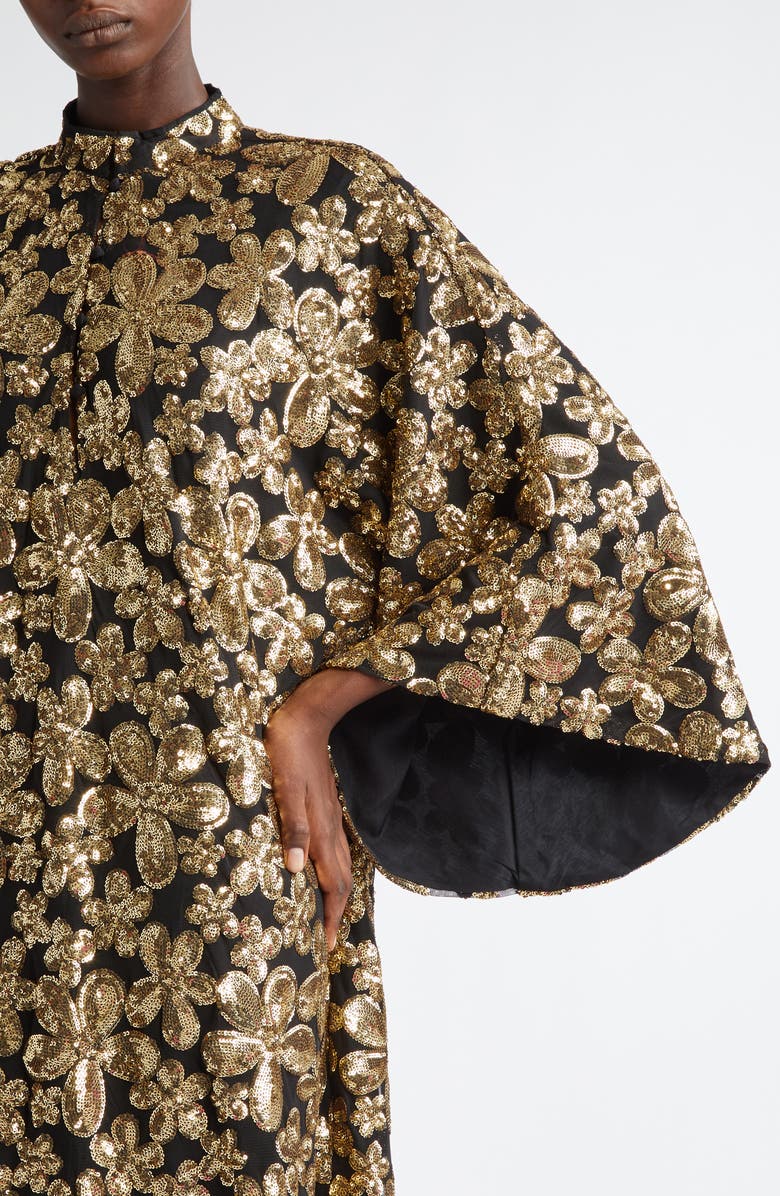 La Vie Style House Sequin Flower Fringe Hem Cover-Up Caftan, Alternate, color,