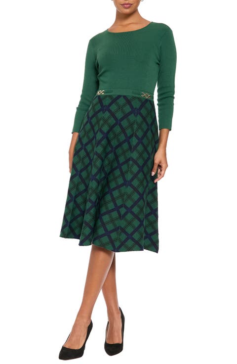 Three Quarter Sleeve Midi Dress