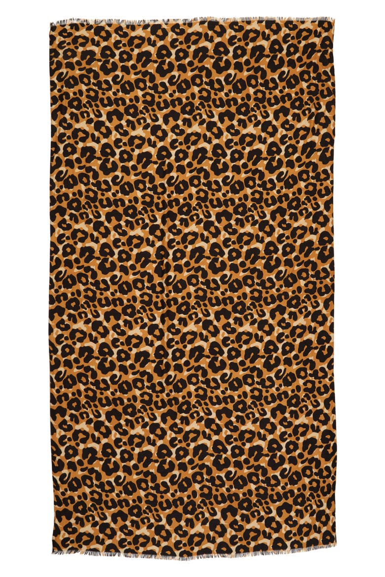 Cheetah Print Scarf, Alternate, color, BROWN