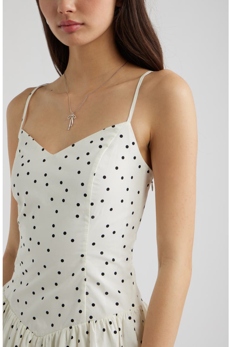 Polka Dot Cotton Minidress, Alternate, color, IVORY- BLACK EDIT DOT