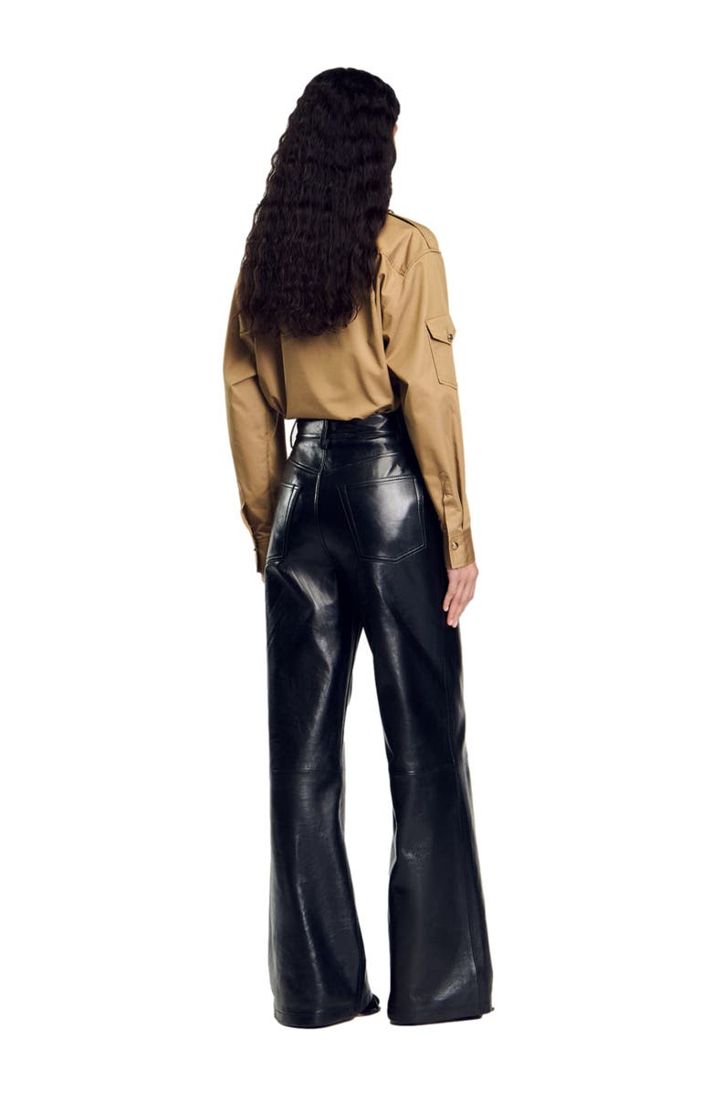 SANDRO Flared leather trousers, Alternate, color, 