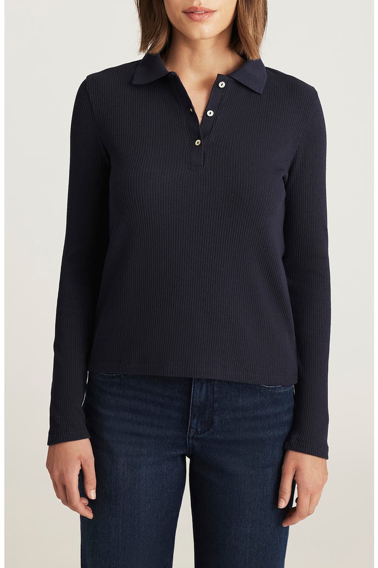 Long Sleeve Rib Polo Sweater, Main, color, NAVY BLAZER