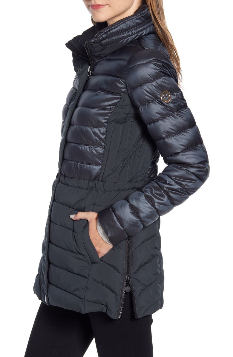Bernardo Mixed Media Packable Puffer Jacket, Alternate, color,
