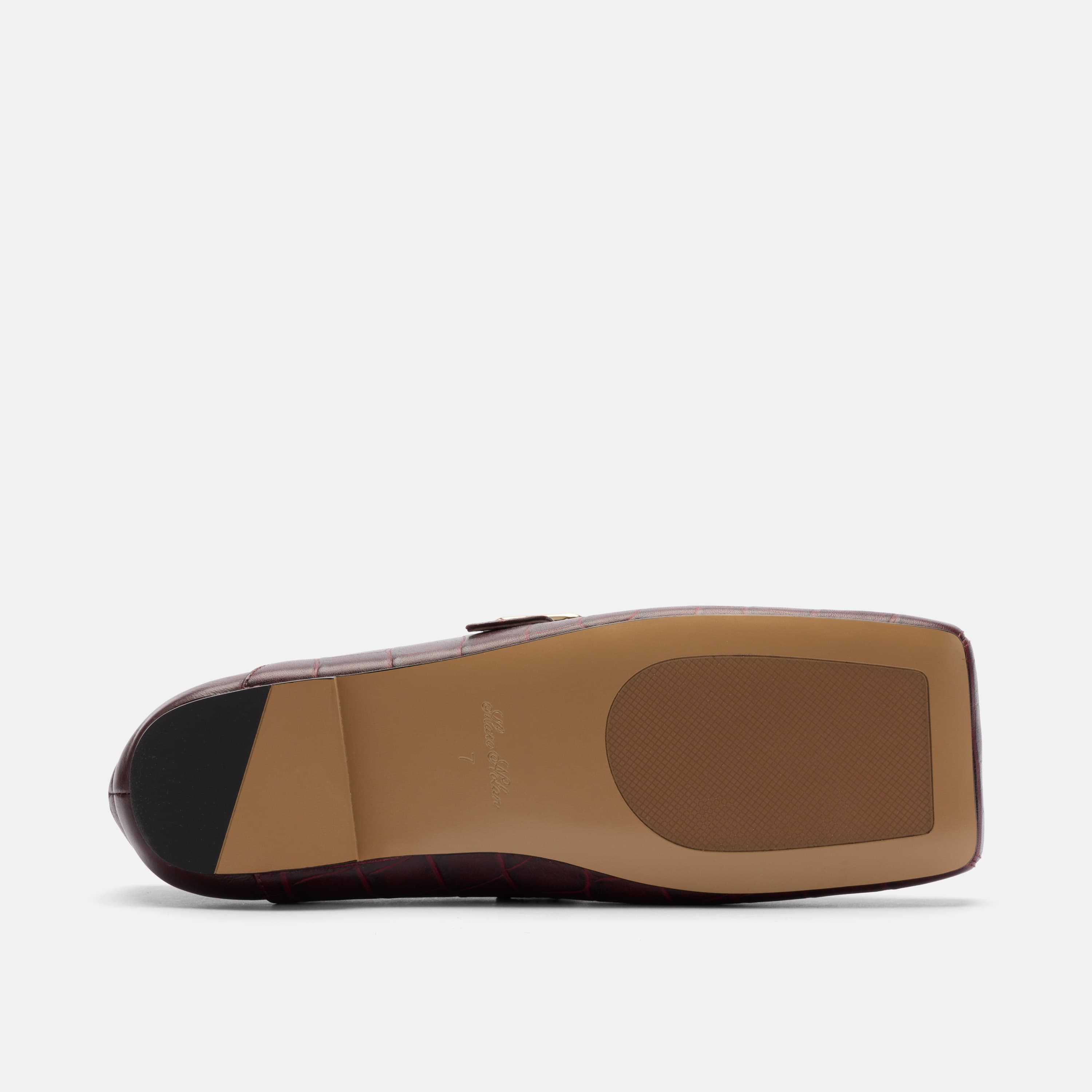 Sutton Croc Embossed Leather Mary Jane Flat, Alternate, color, Burgundy Croc