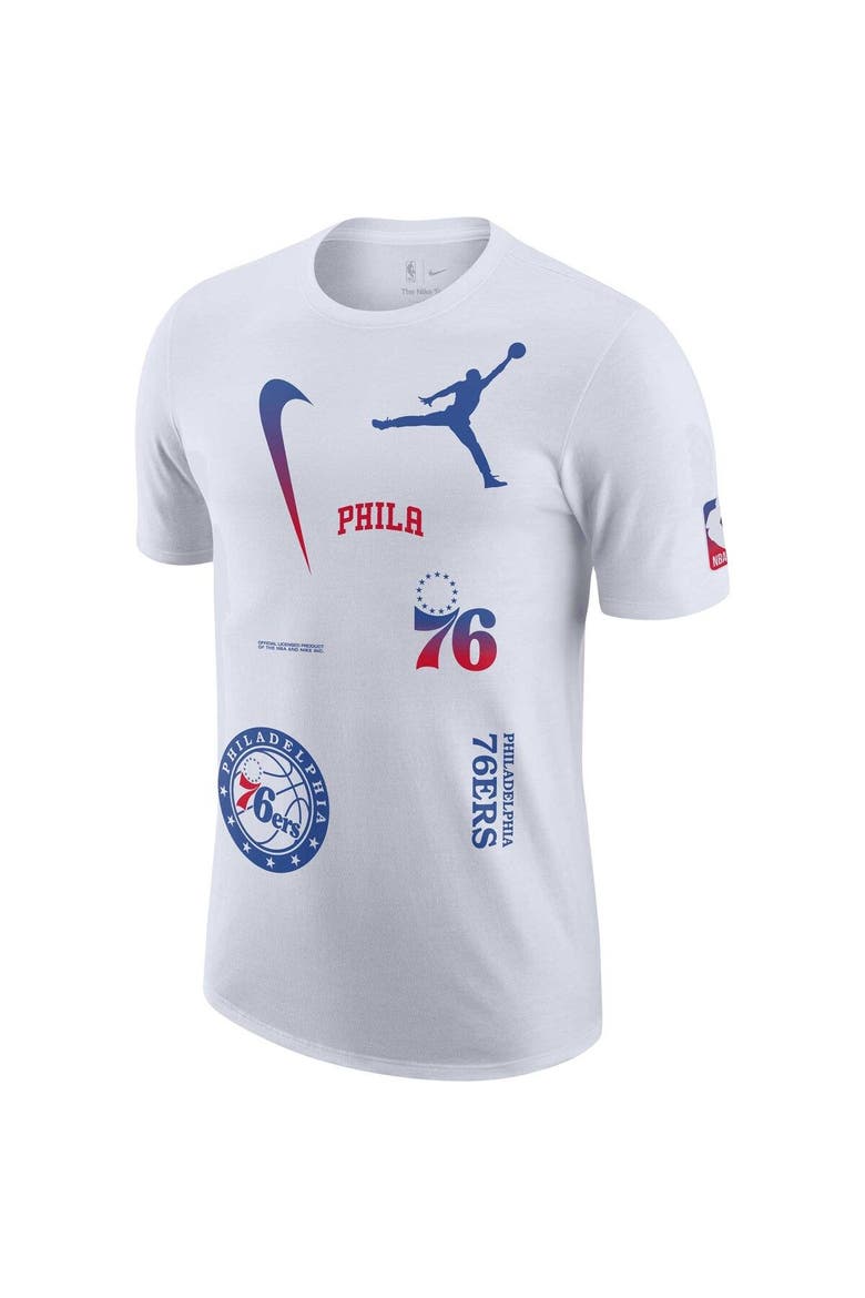 Men's Jordan Brand White Philadelphia 76ers Courtside Statement Edition Max90 T-Shirt, Alternate, color, White
