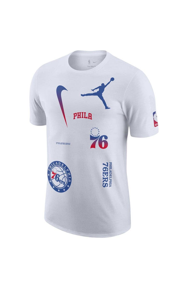 Jordan Brand Men's Jordan Brand White Philadelphia 76ers Courtside Statement Edition Max90 T-Shirt, Alternate, color, White
