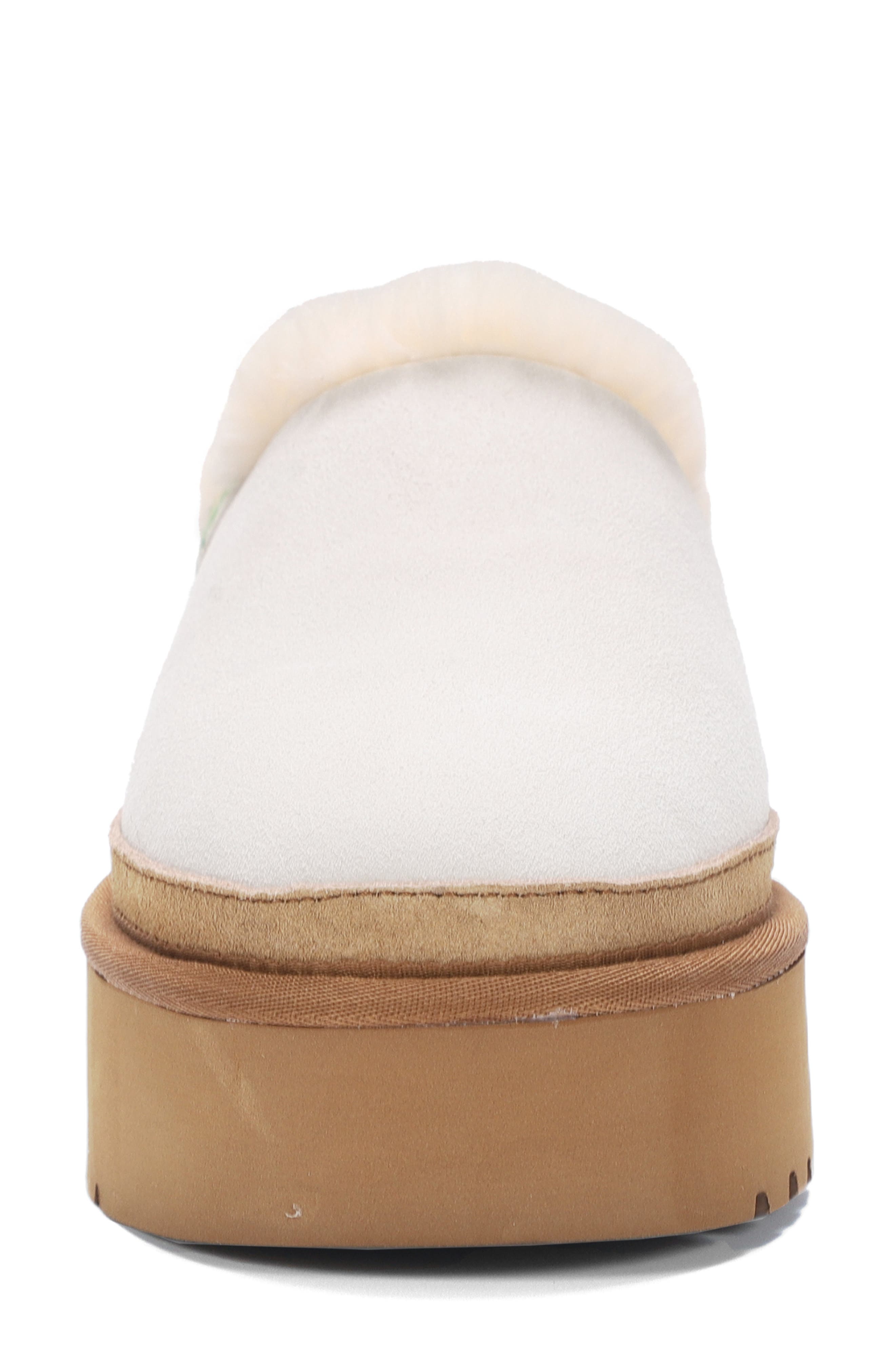 Mykos Suede Faux Fur Cuff Slipper, Alternate, color, Cream