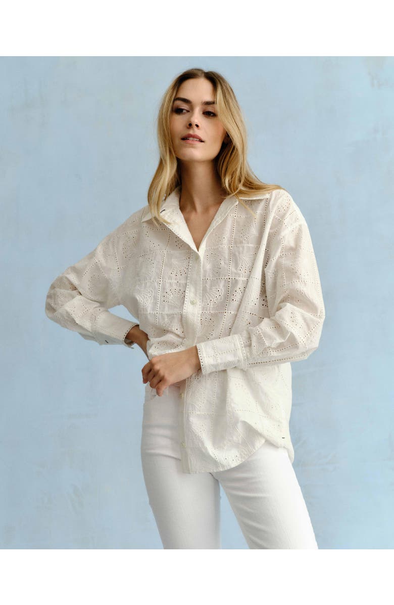 Cartolina Margaux Eyelet Button Down Shirt, Alternate, color, Soft White