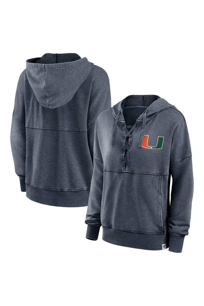 Women's Fanatics Branded Heathered Charcoal Miami Hurricanes Overall Speed Lace-Up Pullover Hoodie, Alternate, color, Heather Charcoal