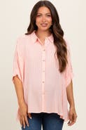 PinkBlush Striped Button Up Dolman Top
